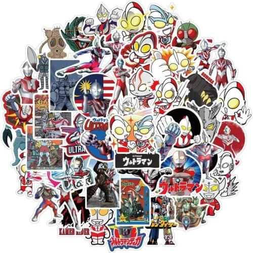 50 Sheets of Non-repeating Cartoon Ultraman Stickers Cute Little Monsters Handbook Material Self-pasted Waterproof Stickers