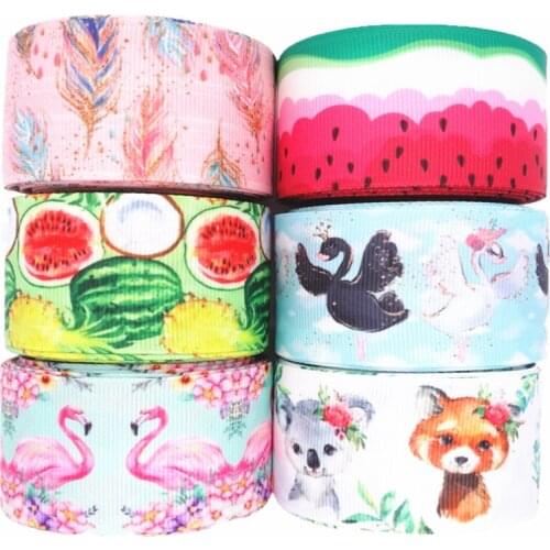 50 Yards 1" 25MM, 1-1/2" 38MM Animal/Flower Printed Grosgrain Ribbon For Crafts DIY Hair Bows Birthday Party Decoration M1932901