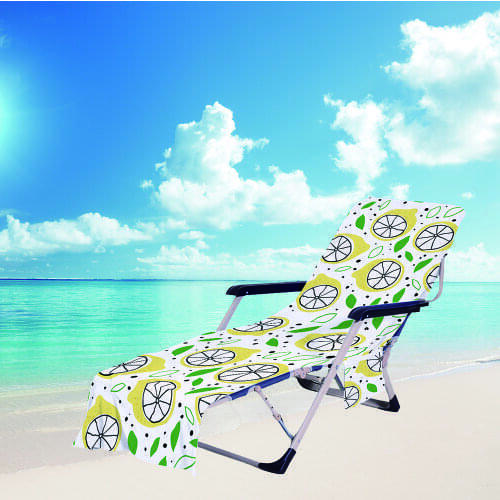 Watermelon Pineapple Print Summer Recliner Towel Cozy Microfiber Lounge Towel Beach Chair Cover with Side Pocket