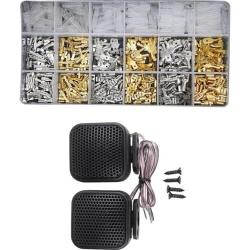 2 Pcs Auto Car o System Loud Speaker e Tweeters 4cm Dia 500W with 540Pcs 2.8/4.8/6.m Wire Connectors Kit