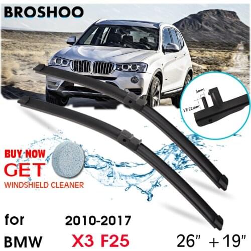 Car Wiper Blade Front Window Windscreen Windshield Wipers Blades Side Pin Auto Accessories For BMW X3 F25 26"+19" 2010-2017