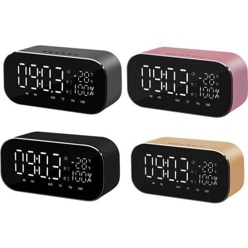 S2 Bluetooth Speaker Wireless Mini Alarm Clock FM Radio Bass Speaker LED Display Alarm Mirror Stereo Subwoofer Music Player