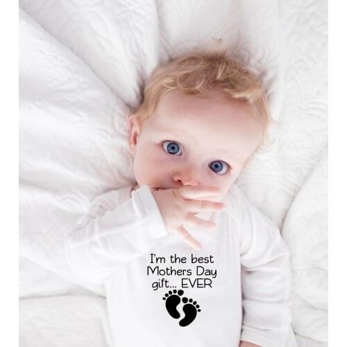 I Am The Best Mothers Day Gift Ever Print New Style Long Sleeved Girls Baby Romper Newborn Body Suit Baby Pajama Boys