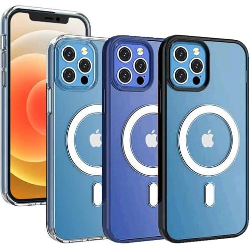 For Magsafe Magnetic Wireless Charging Case For iphone 12 Pro Max Mini 11 X Xs XR Transparent Anti-Knock Protective Cover