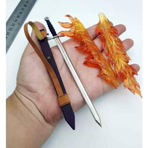 1/6 Scale Fire Effects Model with Scabbard Metal Sword Toy Action Figure Scene Accessory