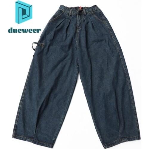 DUEWEER Mens Bell Bottom Jeans Cross Casual Pants Distressed Trousers Hip Hop Men Oversized Jeans Wide Leg Straight Denim Pants