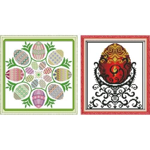 Cross Stitch Kits Easter Eggs (3) Stamped DMC Printed 11CT 14CT Counted Printing Embroidery Craft Kit Embroidery Needlework Sets