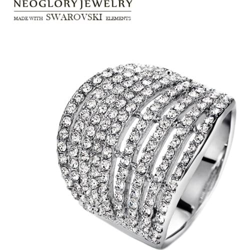 Neoglory Austria Rhinestone Finger Ring Luxuriant Geometric Design Copper Exquisite Trendy Gift Romantic Wholesale Classic