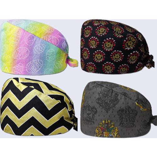 New Product Colorful Printed Nurse Cap Surgical Cap Pet Hospital Surgeon Cap Dentist Cap Beauty Salon Chef Dustproof Scrub Cap