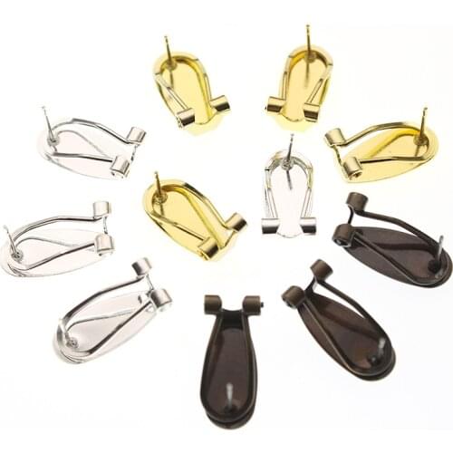 20pcs/lot 9*20mm Original Brass Stud Earrings Post Pins Hook with Ear Clip Base Setting Earring DIY Jewelry Accessories Z716