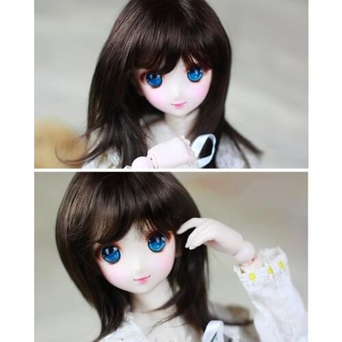 [PF] Dark Brown Curly Wavy Wig For 1/4 MSD 1/3 SD DZ AOD LUTS BJD Doll Dollfie
