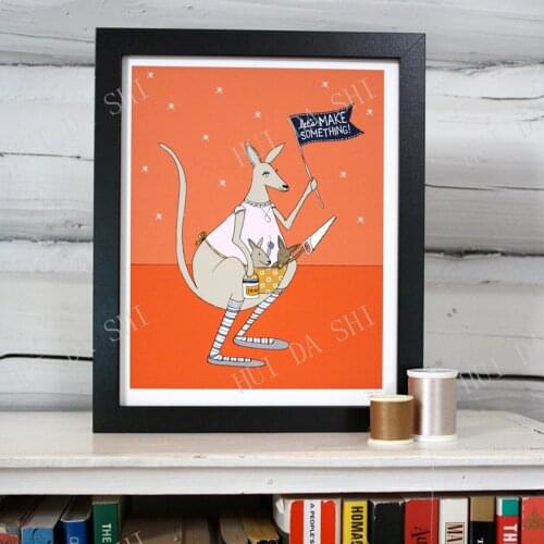 Crafteroo print. Kangaroo mom with her kiddos make something