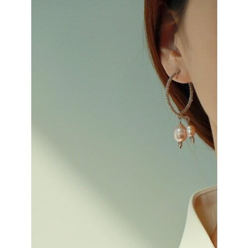 Brass With White Gold Natural Pearl Drop Earrings Women Jewelry Punk Party Gown Runway Korean Japan INS Fashion