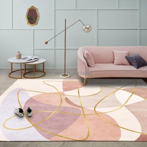 Fashion Modern Pink Gold Line Girl Room Kitchen Living Room Bedroom Bedside Carpet Floor Mat