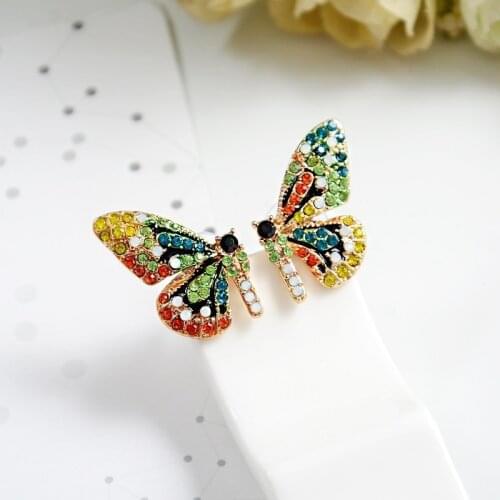 Rhinestone Wild Personality Metal Earrings Butterfly Wings Earrings Female New Fashion Sweet Romantic Jewelry