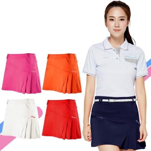Woman Golf Short Skirt Summer Pleated Mid-waist Pantskirt Anti Emptied Golf Shorts Pleated Skirts for Tennis/Golf D1078