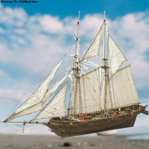 1 Set 1:100 Halcon Wooden Sailing Boat Model DIY Kit Ship Assembly Decoration Gift