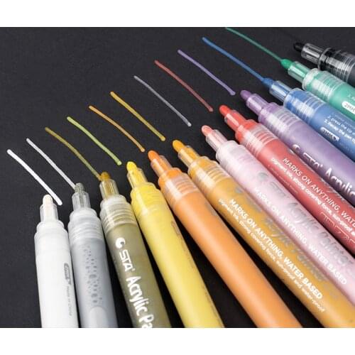 1Pc Acrylic Paint Art Marker Pen Water-based Pigment Ink Marker Pens for Rock Glass Porcelain Mug Wood Fabric Painting Doodling