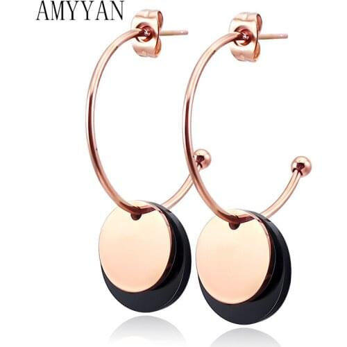 12/15mm Big Small Round Hoop Earrings 4 Colors Circle Round Earrings New Trendy 316L Stainless Steel Jewelry