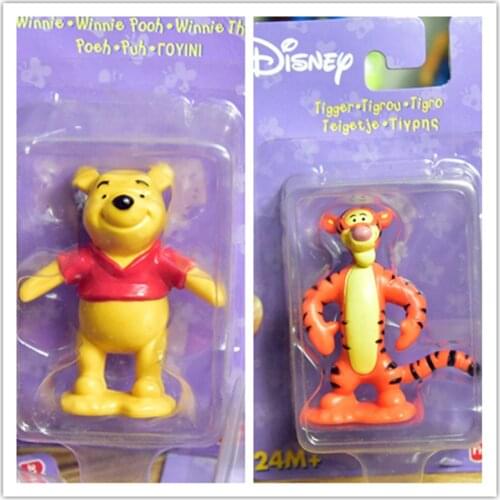 2PCS/lot 7-8cm Disney Original box Winnie the Pooh Tigger cartoon doll hand made model ornament toys