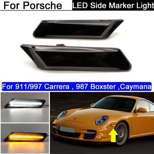 White Amber LED side marker light for PORSCHE 911 997 Carrera for Porsche 987 Boxster Cayman 12v Turn Signal Lamp Car Blinker