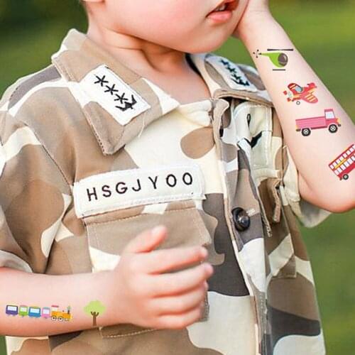 2Pcs Cartoon Police Car Temporary Tatoo Sticker Waterproof Fake Tattoo Hand Foot Tattoos Engineering Vehicle for Kids Children