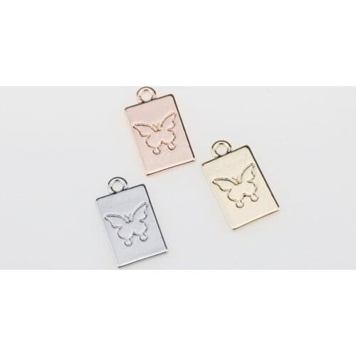 20pcs 10*15mm New Arrival Butterfly Zinc Alloy Rectangle Coin Necklace,Earring Bracelet Jewelry DIY Handmade 3 colors