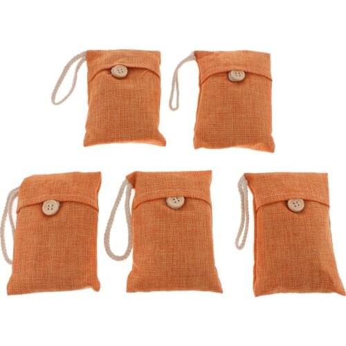 5 Bags 100% Natural Auto Air Purifying Bamboo Charcoal Bag Orange