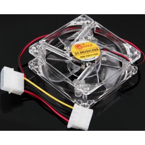 80 x 80 x 25mm Computer Small Cooling Fan Blue Led 7 Blades Blue Quad 4-LED Light Neon Clear 80mm PC Computer Case Cooling Fan