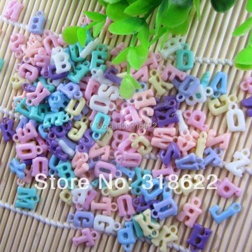 9*14mm 300pcs Mixed Color Beads,acrylic Letter Charms,pendant Flatback Acrylic Beads For Jewelry Making