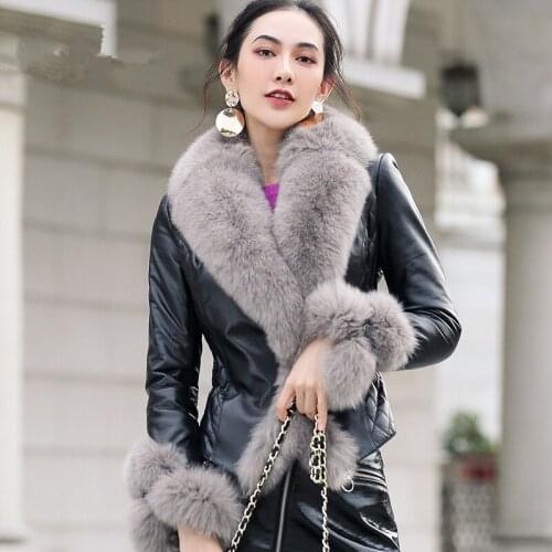 Genuine Sheepskin Coat Winter Jacket Women Fox Fur Collar Down Jackets for Women Real Leather Jacket Chaqueta Mujer MY