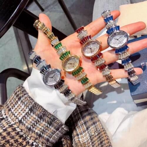 Women Watches Top Brand Luxury Fashion Full Diamond Ladies Wristwatches Stainless Steel Silver Mesh Strap Female Quartz Watch