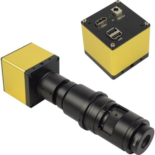 Full HD 1080P 60FPS Industrial Electronic Video Measuring Microscope HDMI Camera Magnifier+10X-300X Full Focus Zoom C-Mount Lens