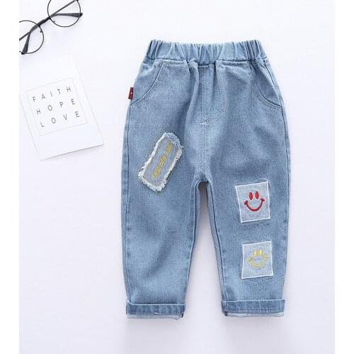 Brand Kids Trousers Patch Pant Fashion Girls Jeans Children Boys Hole Jeans Kids Fashion Denim Pants Baby Jeans Infant Clothing