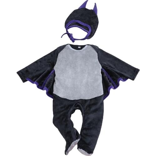 Infant Footsuit with Hat Bat Shape Cosplay Halloween Loose Version Festive Clothing