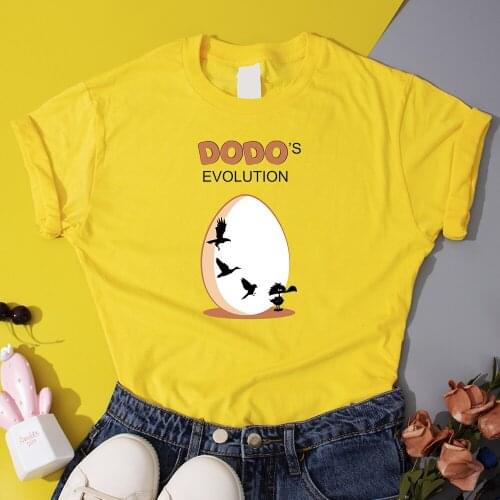 Dodos Evolution Printed Women T Shirts Urban Creative Hipster T Shirt Summer Casual Female Tops Cotton Comfy Femme Tee Shirt