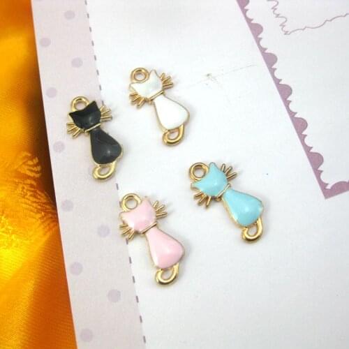 MRHUANG 10pcs Cat Animals Enamel Charms DIY Bracelet Hair Necklace Jewelry Accessory DIY Craft