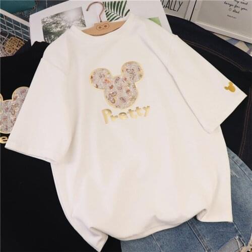 T-shirt womens summer clothes 2021 new Korean version loose and lovely print T-shirt Half Sleeve White cartoon clothes