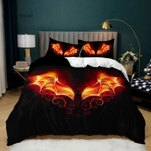 2/3 Pieces Angel Wings Bedding Set Purple Black Duvet Cover Single Queen King Bed Quilt Cover For Bedroom Bed Cover Set Decor