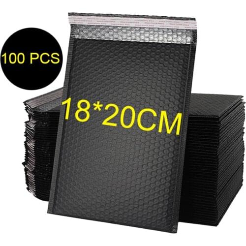 100 Pcs 18*20cm Bubble Envelope Black Bubble Mailer Bubble Mailers Padded Envelopes Gift Packaging Lined Self Seal Bag