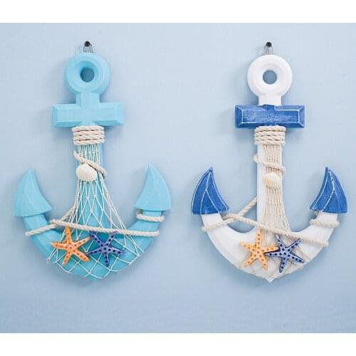 33 cm small blue and white starfish anchor Mediterranean style decorative anchor marine anchor home decoration