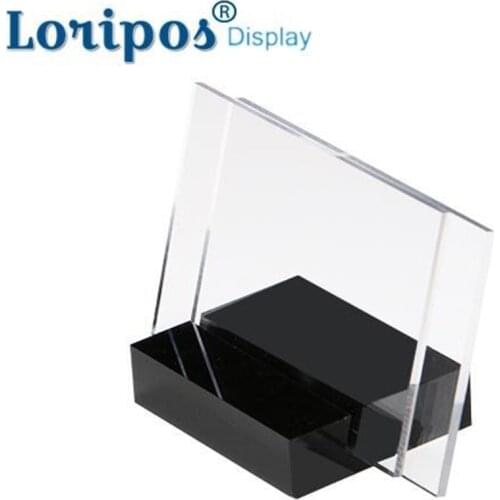 55*83mm Mini Name Sign Display Holder Price Tag Frame Stand Horizontal View Sign Displayed Color black Based Label Holder Stand