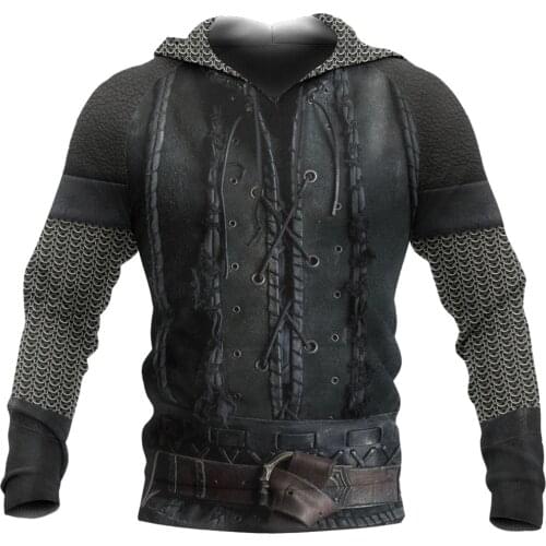 Retro Men Tops Warrior Armor 3D Full Printed Unisex Hoodie Autumn and Winter Fashion Casual Zipper Hoodie DY53