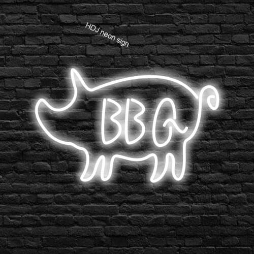 BBQ Custom Letter LED Neon Sign Pig Logo Wall Decor For Barbecue Shop Bar Home Party Decor Neon Light Creative Gift