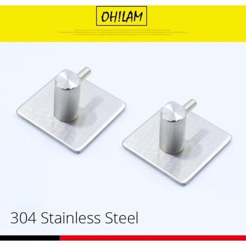 Stainless Steel Self Adhesive Hooks Punch Free Silver Love Strong Sticky Wall Door Hang Kithcen Bathroom Storage Organizer Hooks