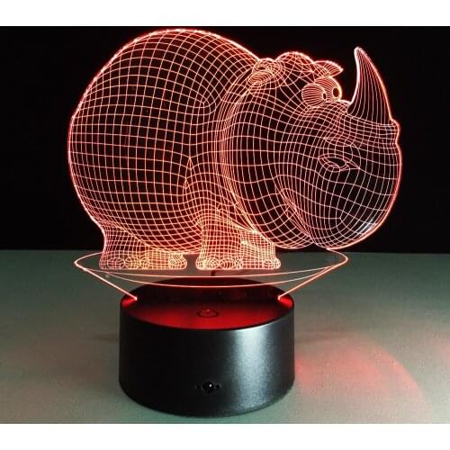Rhinoceros Baby Night Light Creative Small LED Table Lamp 3D Gradient LED Lighting Figurine Toys Luminaria Bedroom Decor