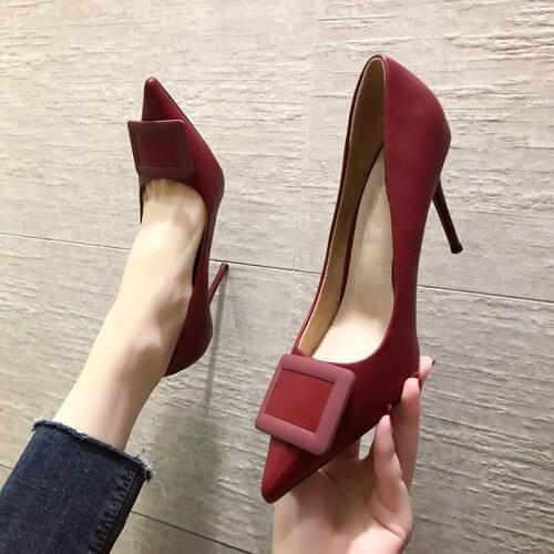 2020 New Womens Shallow Mouth Womens Single Shoes Office Banquet Ladies High Heel Womens Spring Pointed Toe Wedding W32-14