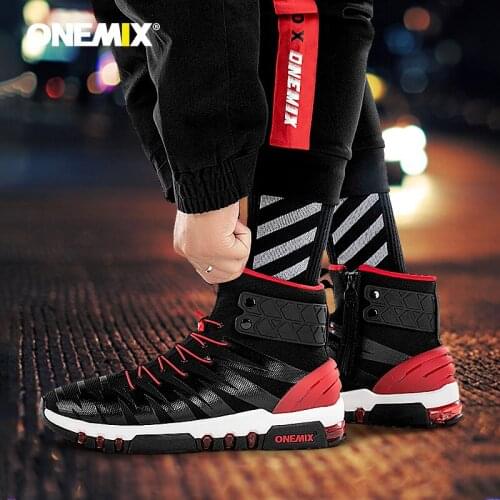 ONEMIX 2021 New Winter Men Boots Running Shoes High Top Snow For Women Boots Outdoor Waterproof Sneakers Walking Sports Shoes