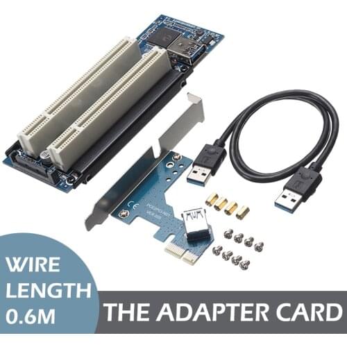 Pohiks 1pc PCI-E to Dual PCI Adapter Card PCI Express Capture Riser Cards with USB 3.0 Cable For Windows 2000/XP/Vista