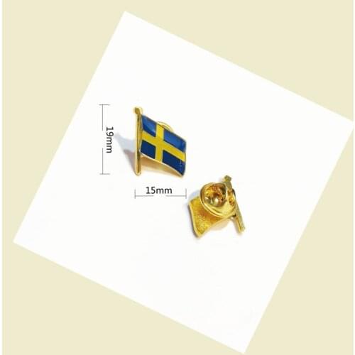 Direct Swedish flag brooch iron butterfly buckle paint badge clothing collar needle Free Shiping